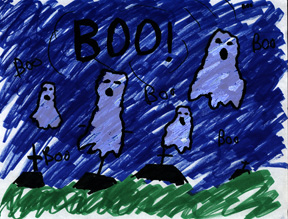 Image of all ghosts booing goodnight